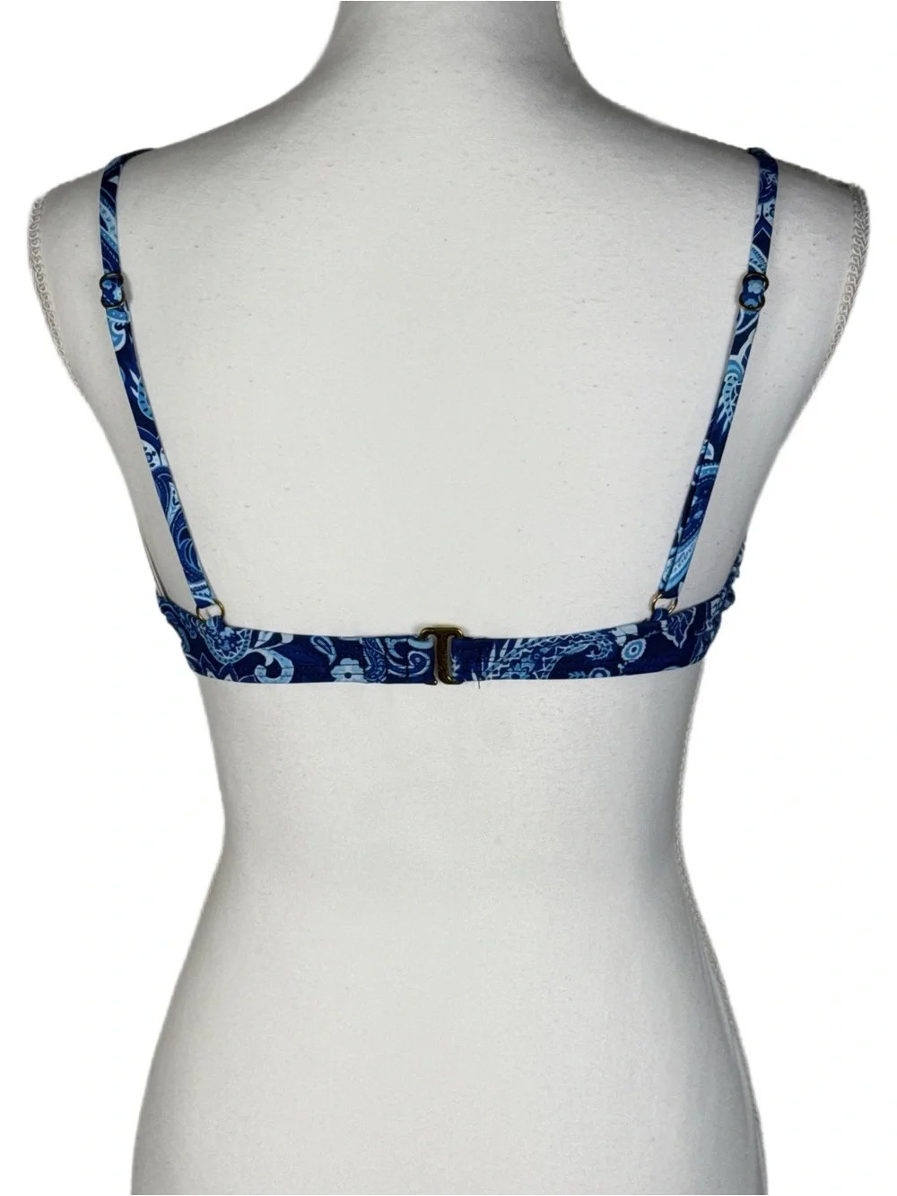 Kaiami Swim Ingrid Balconette Bikini Top Blue Paisley Underwire NWT Size 10